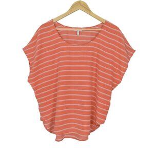 JOIE SILK STRIPE AGACIA SHORT SLEEVE BLOUSE